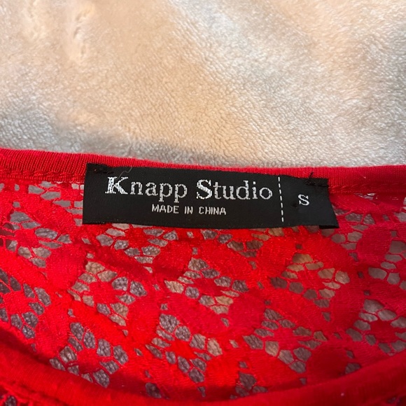 Red sleeveless dress top - Picture 2 of 3